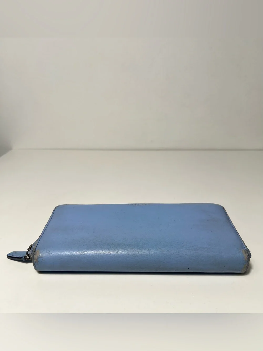Coach Periwinkle Light Blue Leather Accordion Continental Zip Around Long Wallet